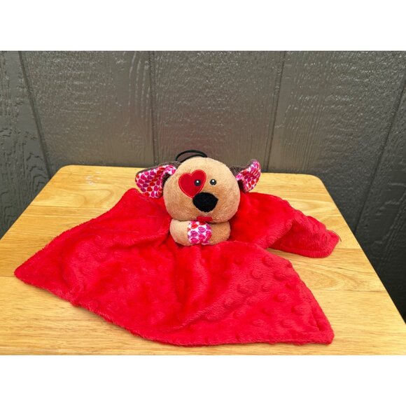 Petco Red Plush Dog Baby Lovey Blanket Heart Print Ears & Paws Squeaker Toy - Picture 6 of 9